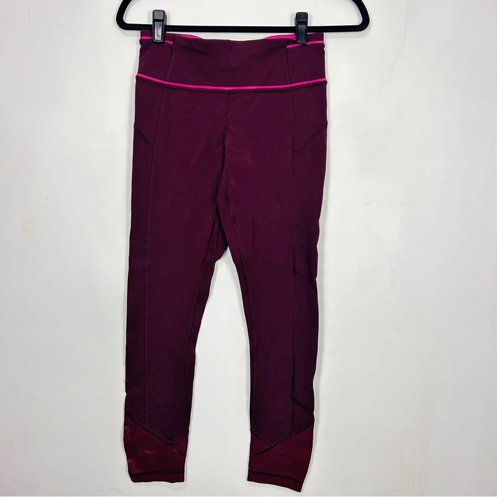 LULULEMON maroon 7/8ths length leggings V10 - Picture 2 of 10